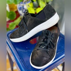 FITFLOP Valentia Black Metallic Low-Top Sneakers 7.5